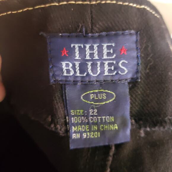 Womens Western Rodeo Bootcut Jeans Black w/ Gold Embroidery & Faux Leather Sz 22 - Picture 13 of 14